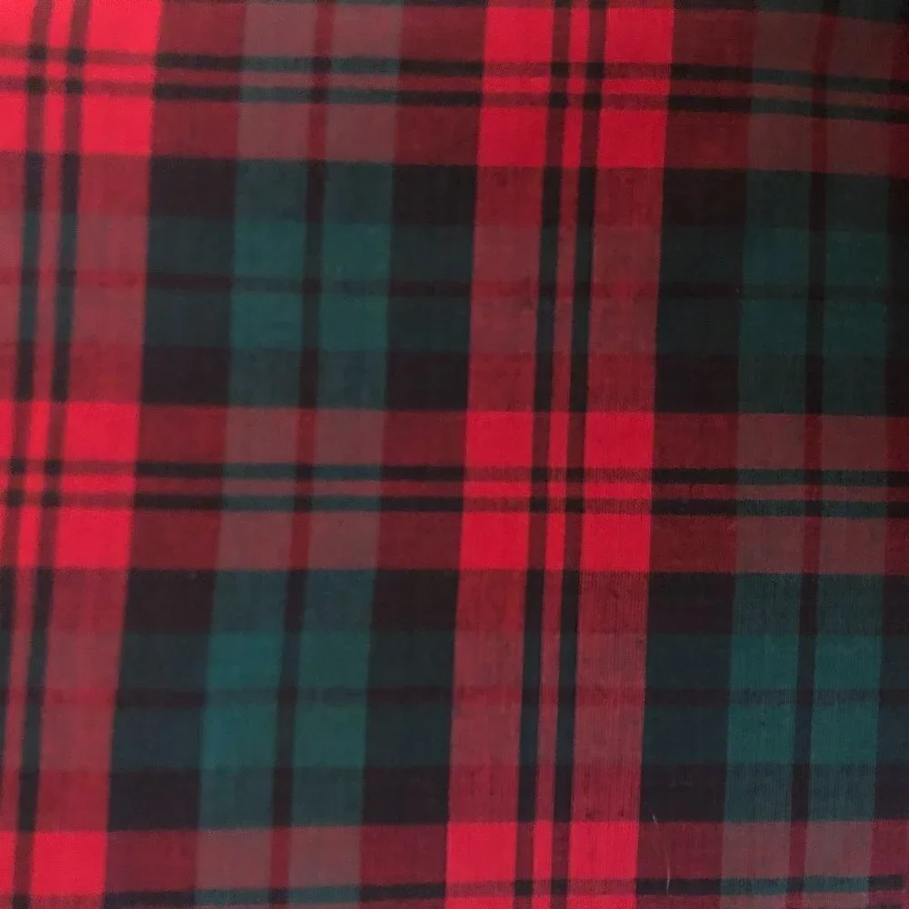 🛒 $16 Homespun Quilt Cotton Fabric Material 2 yard Red Green Plaid Tartan #751